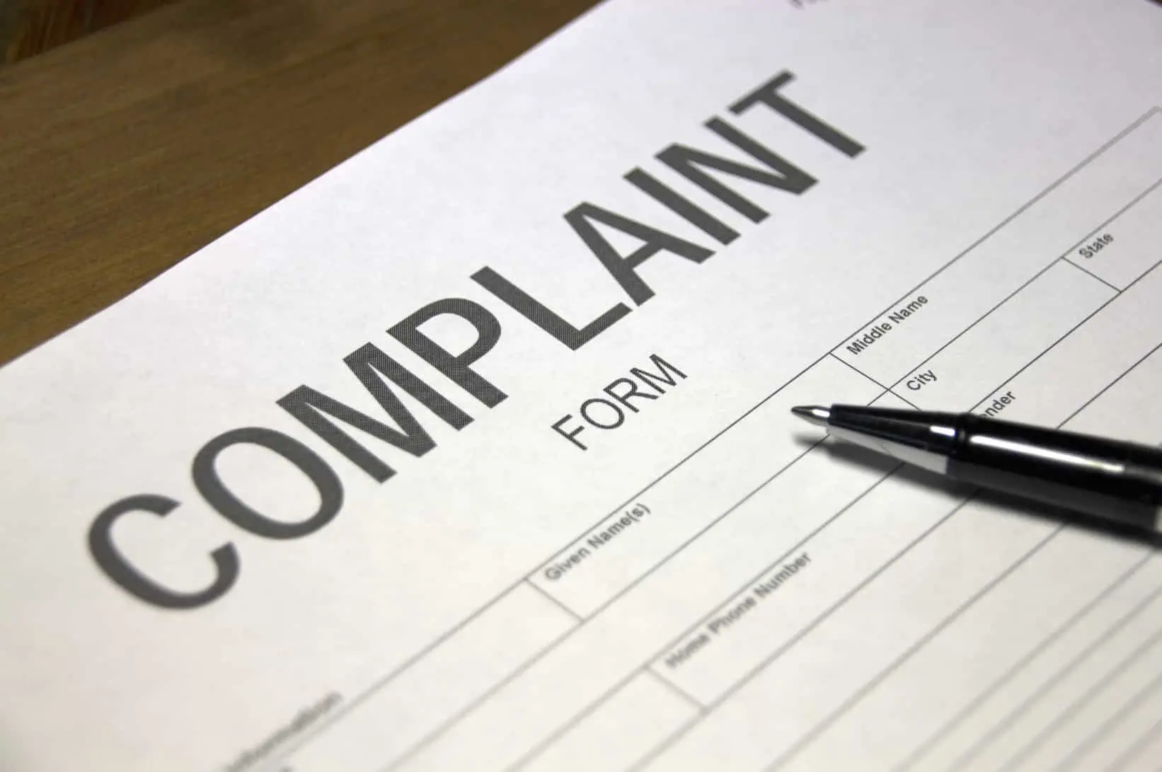 Image of a document that represents a formal complaint.