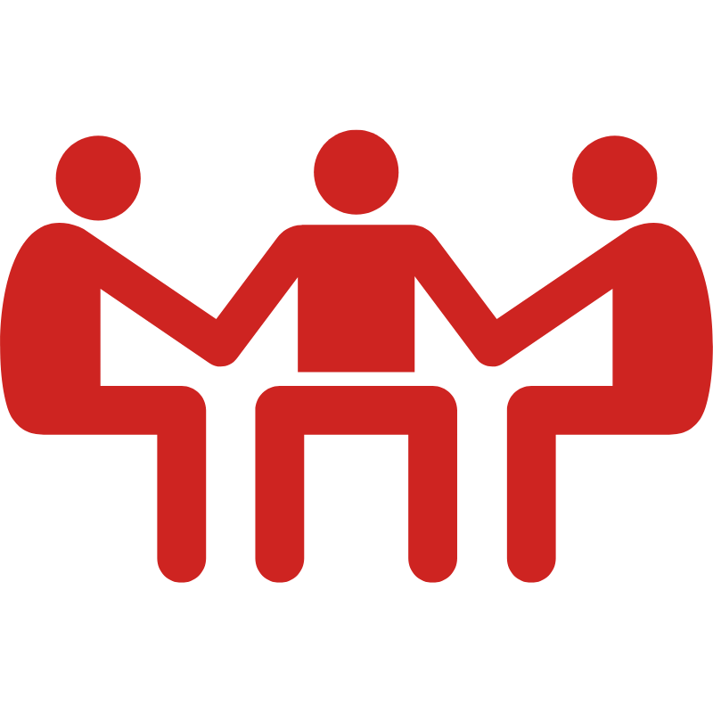 Image representing two people and in the middle of them a mediator.