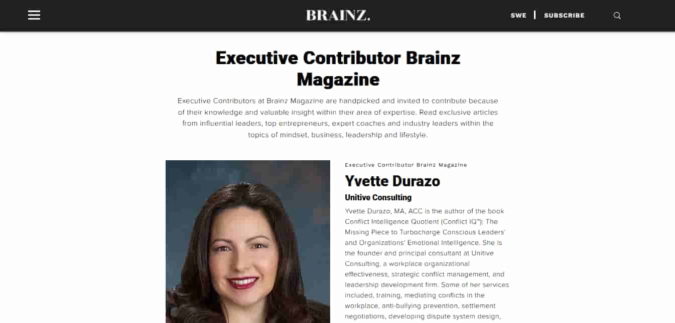 Image presenting a preview of the publication Executive Contributor Brainz Magazine.